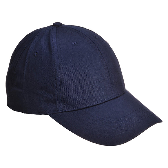 Portwest Six Panel Baseball Bump Cap Adjustable Curve Plain Mens Womens Sun Hat Navy Blue B010