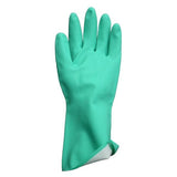 12 Pair Safetyware Chemical Resistant Flocklined Nitrile Safety Work Gloves Bulk 15mil Thick Green for Cleaning Oil Dishwashing Kitchen Mechanic General Purpose