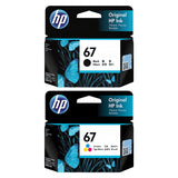 HP 67 Ink Cartridge Toner Black Cyan Magenta Yellow Value Pack Genuine Original