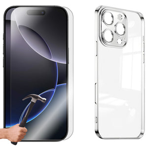 For Apple iPhone 16 PRO Phone Case Cover and Tempered Glass Screen Protector Guard