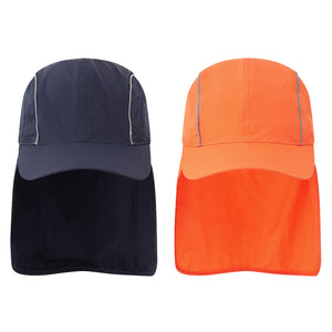 2 Pack Portwest Breathable Sun Shield Cap Reflective Safety Work Hat Neck Protection Shade Visor Navy Orange Bulk