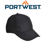 8x Portwest Six Panel Baseball Cap Adjustable Curve Plain Safety Work Sun Hat Black Bulk B010