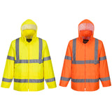 Portwest Hi Vis Waterproof Windproof Reflective Vented Rain Jacket Raincoat Safety Workwear H440
