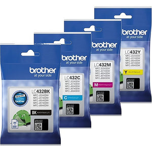 Brother LC-432 Black Cyan Magenta Yellow 4 Ink Cartridge LC432 Value Pack