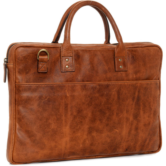ONA The Kingston 15” Laptop Briefcase Italian Leather Case Bag Antique Cognac Brown