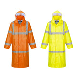 2x Portwest Hi Vis Raincoat Long Rain Jacket Reflective Tape Bulk Yellow Orange Men Women Unisex H445