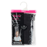 5 Pack Bonds Girls Bikini Kids Black Comfy Cotton Briefs Undies Underwear Panties UWCE5A