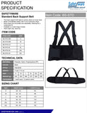 Safetyware Standard Back Support Belt Lumbar Lower Pain Relief Waist Brace