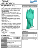 2 Pair Safetyware Chem-Pro Heavy Duty Chemical Resistant Nitrile Work Gloves Long 18mil Thick Green for Cleaning Oil Dishwashing Kitchen Mechanic General Purpose