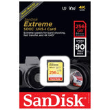 SanDisk Extreme 4K SDXC 256GB 90MB/s UHS-I C10 U3 V30 Memory SD Card