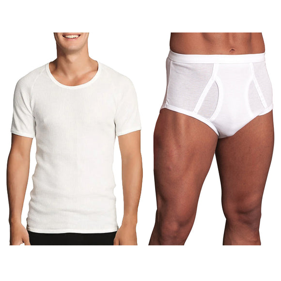 2pc Set Holeproof Men All Seasons White Full Brief Underwear Aircel T Shirt Tee