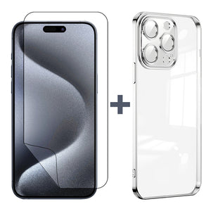 For Apple iPhone 15 PRO Clear Phone Case Cover and Soft Screen Protector Film