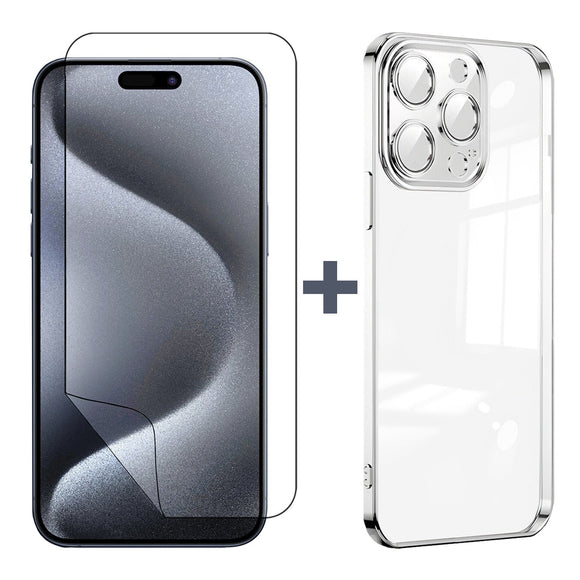 For Apple iPhone 15 PRO MAX Clear Phone Case Cover and Soft Screen Protector