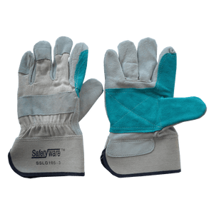 Safetyware Reinforced Palm Cowhide Leather Garden Safety Work Gloves Heavy Duty for Gardening Mechanic Construction General Purpose