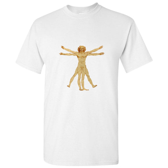 The Vitruvian Man Leonardo Da Vinci Science Men White Classic T Shirt Tee Tops