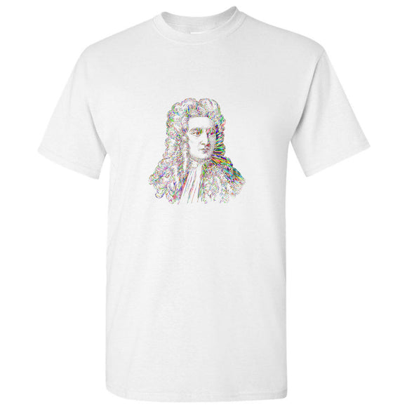 Sir Isaac Newton Portrait Art Science Cool Design White Mens T Shirt Tee Tops