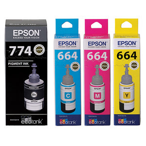 Epson T664 T774 EcoTank 664 774 Ink Toner Bottle Value Pack Genuine Original