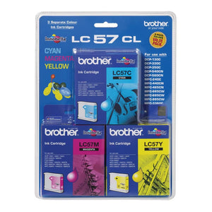Brother LC57 Cyan Magenta Yellow 3 Colours Ink Cartridge Value Pack
