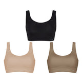 3x Sloggi Zero Feel Invisible Comfort Women Bra Crop Top Bulk Black/Beige/Bronze