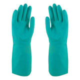 5 Pair Safetyware Chem-Pro Heavy Duty Chemical Resistant Nitrile Work Gloves Flocklined Bulk Long 18mil Thick Green for Cleaning Oil Dishwashing Kitchen Mechanic General Purpose