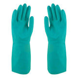 Safetyware Chem-Pro Heavy Duty Chemical Resistant Long Nitrile Work Gloves 18mil Thick Green for Cleaning Oil Dishwashing Kitchen Mechanic General Purpose