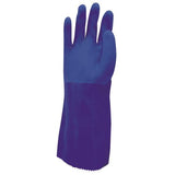 2 Pair Safetyware Double Coated Anti Chemical Acid Long Work Gloves Industrial PVC Blue for Cleaning Oil Dishwashing Kitchen Mechanic General Purpose