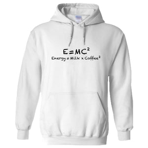E=mc2 Energy Milk Coffee Funny Einstein White Hoodie Mens Hooded Sweater