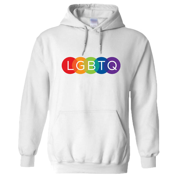 LGBTQ Flag Colourful Rainbow Gay Pride Lesbian White Hoodie Mens Hooded Sweater