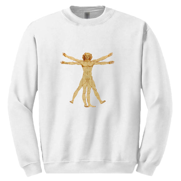 The Vitruvian Man Leonardo Da Vinci Mens White Sweat Sweater Jumper Sweatshirt