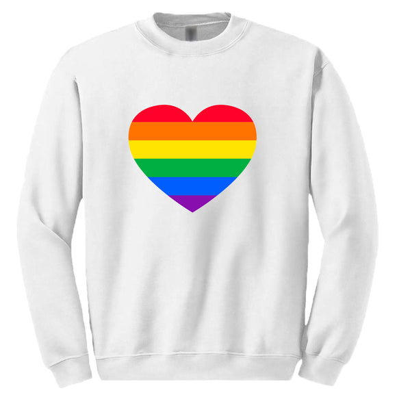 LGBTQ Colourful Rainbow Gay Pride Love Heart Mens Sweater Jumper Sweatshirt White