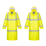 2x Portwest Hi Vis Yellow Raincoat Long Rain Jacket Waterproof Reflective Workwear Bulk Men Women Unisex H445