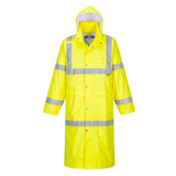 Portwest H445 Hi-Vis Raincoat Long Jacket Waterproof Windproof with Reflective Tape Men Women Unisex Workwear