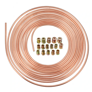 25Ft 3/16" OD Copper Nickel Brake Line Tube Tubing Kit with 15Pcs Nuts Fittings