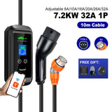 Isigma 10m 7.2KW 1P Type 2 Portable Electric Car EV Charger WIFI Bluetooth App Control 8A-32A Adjustable