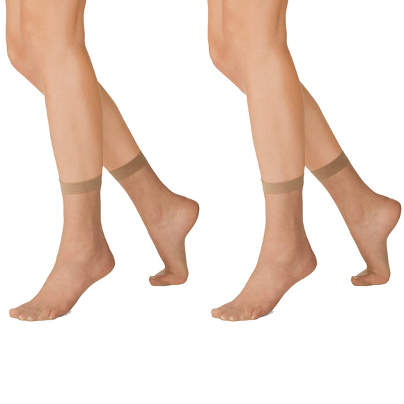 Kayser 2 Pack Sheer Anklets 15 Denier Women Stockings Socks Tights Beige H10203