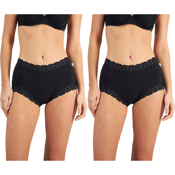 2 Pack Jockey Parisienne Bamboo Full Brief Lace Womens Underwear Panties Black Bulk