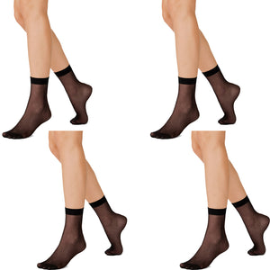 4 Pair Kayser Sheer Anklets 15 Denier Pantyhose Stockings Socks Black H10203 Women