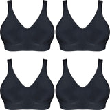 4x Playtex Comfort Revolution Flex Fit Contour Wirefree Wireless Padded Bra Black Bulk