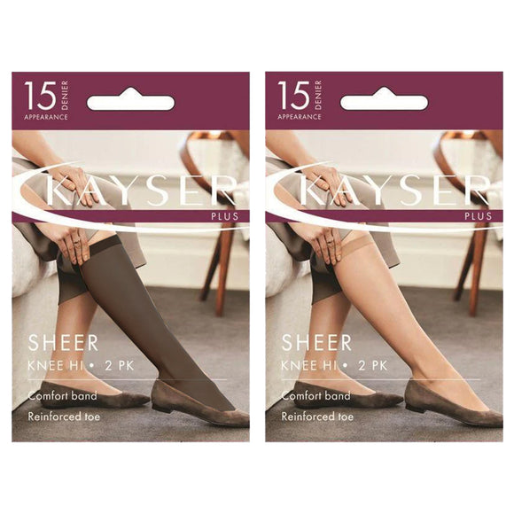 Kayser 2 Pack Plus Sheer Knee Hi High 15 Denier Stockings Pantyhose Tight H12200 Women