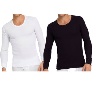 2x Holeproof Aircel Thermal Mens T-shirt Long Sleeve Black White Tee Top MYPU1A