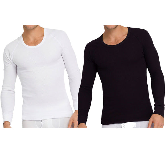 2x Holeproof Aircel Thermal Mens T-shirt Long Sleeve Black White Tee Top MYPU1A Base Layer