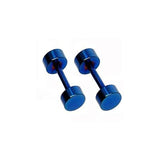 Pair Blue Flat Round Barbell Plug Stud Earrings 316 Stainless Steel Mens Unisex
