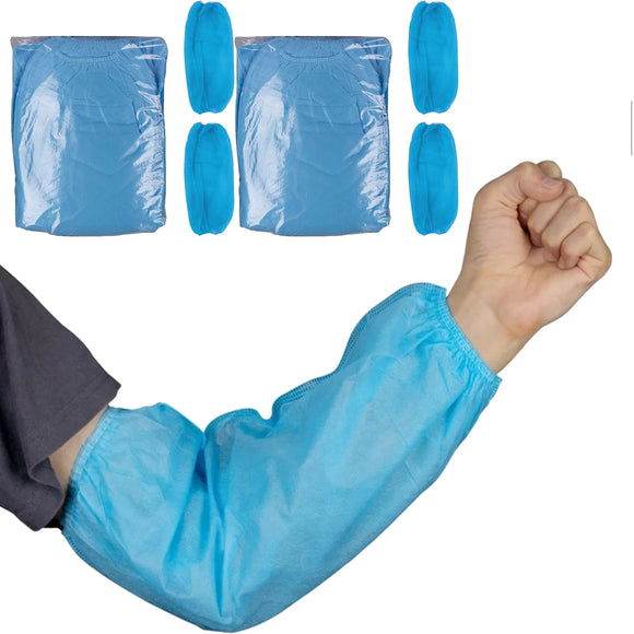 200pcs Safetyware Non-Woven Fabric Disposable Protective Arm Sleeves Protector Breathable Cover Blue for Hospital Laboratory Kitchen Saloon