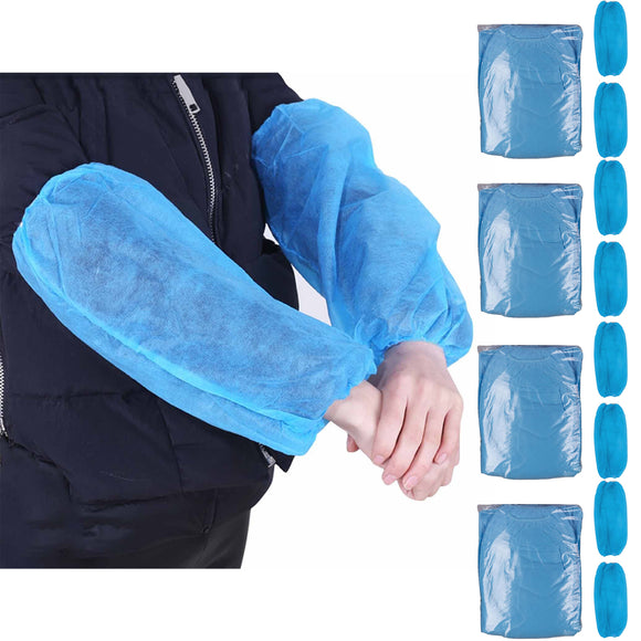 400pcs Safetyware Non-Woven Fabric Disposable Protective Arm Sleeves Protector Breathable Cover Blue for Hospital Laboratory Kitchen Saloon