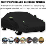 Black Full Car Cover Sedan Waterproof Rain Dust UV Hail Heavy Duty Protection