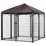 PawGiant Large Dog Pet House Kennel Pen Enclosure Metal Outdoor with Roof Black