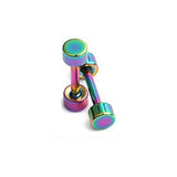 6pcs Flat Round Barbell Plug Stud Earrings 316 Surgical Steel Colourful Rainbow 3mm-12mm