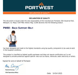 Portwest PW80 Standard Back Support Belt Lumbar Lower Pain Relief Waist Brace
