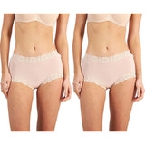 2 Pack Jockey Parisienne Bamboo Full Brief Lace Womens Underwear Panties Dusk Beige Bulk