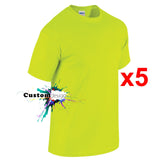 5 Packs Gildan T-Shirt Basic Tee Top Men Heavy Cotton (Safety Green)